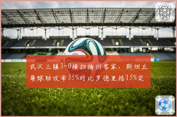 武汉三镇3-0横扫梅州客家，斯坦丘角球助攻率35%对比罗德里格15%定位球战术完胜